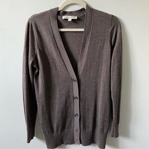 LOFT Wool Blend Taupe Brown Cardigan Sweater S